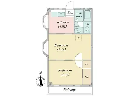 ラ・フォーレ玉川学園(2K/2階)の間取り写真