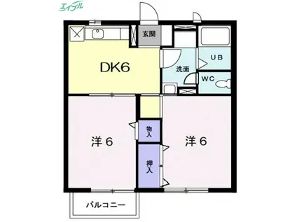 グランバリー(2DK/2階)の間取り写真