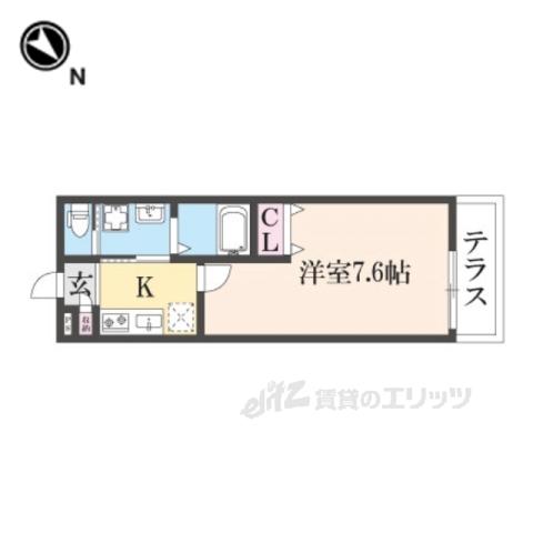 ALEGRIA古川橋Ⅱ(1K/1階)の間取り写真