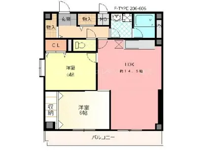 プロヴァンス青山(2LDK/6階)の間取り写真