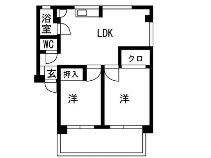 中山手通7丁目南マンション4棟(2LDK/2階)の間取り写真