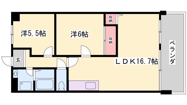 ハイツマエダII(2LDK/3階)の間取り写真