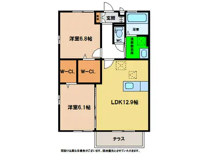 ラ・ソラーレI・II棟(2LDK/1階)の間取り写真