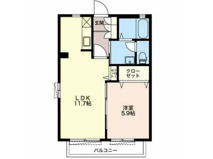 プレミアス向山(1LDK/1階)の間取り写真