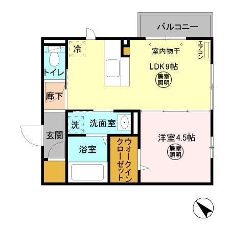パークドオートムB棟(1LDK/3階)の間取り写真