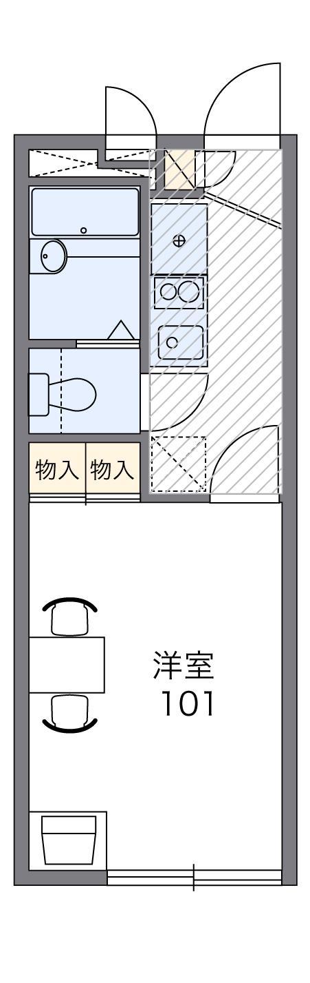 レオパレスウエストスター(1K/1階)の間取り写真