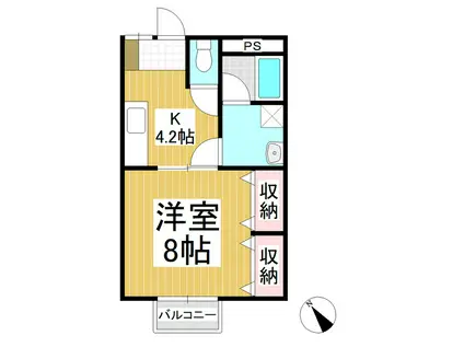 グリーンシエル(1K/1階)の間取り写真