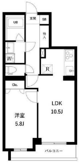 アーバンパーク蒲田南I(1LDK/2階)の間取り写真