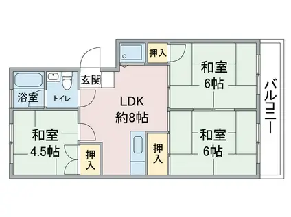 第1オーシャンビル(3DK/3階)の間取り写真