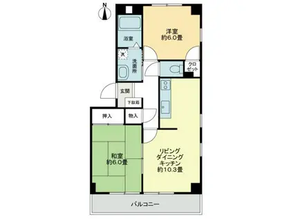 フォブールK-ONE(2LDK/3階)の間取り写真