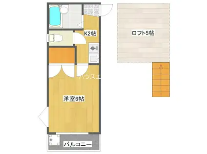 エクセルハイツⅡ(1K/2階)の間取り写真