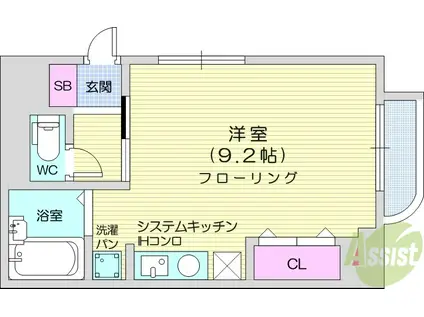 ベルシティ五橋(ワンルーム/8階)の間取り写真