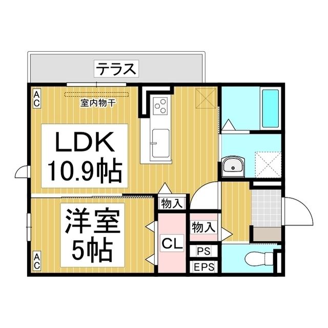 トリシア東和田 W棟(1LDK/1階)の間取り写真