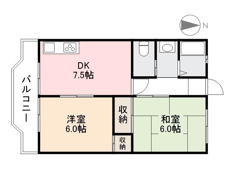 中山マンション(2DK/3階)の間取り写真