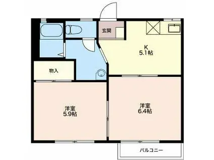 ハイレジデンス石川(2K/1階)の間取り写真