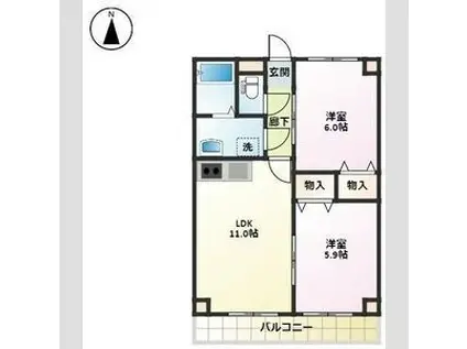 メゾン・ドゥ・セピアIII(2LDK/3階)の間取り写真