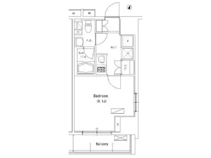 パークアクシス押上(ワンルーム/8階)の間取り写真