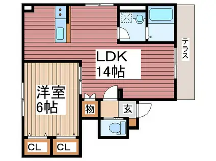 ル・レーヴ・ドゥ・タカ(1LDK/1階)の間取り写真