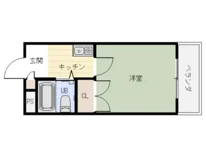 メビウスエアー(1K/2階)の間取り写真