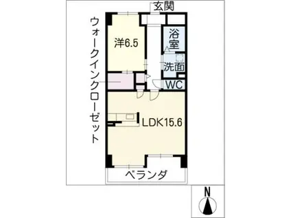 シャンテ岐阜(1LDK/9階)の間取り写真