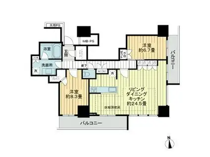 ライオンズ岐阜プレミストタワー35(2LDK/14階)の間取り写真