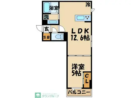 ECLAS(1LDK/1階)の間取り写真