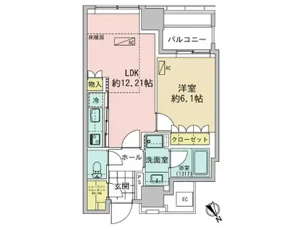 パークコート神宮前 THE AIR(1LDK/3階)の間取り写真