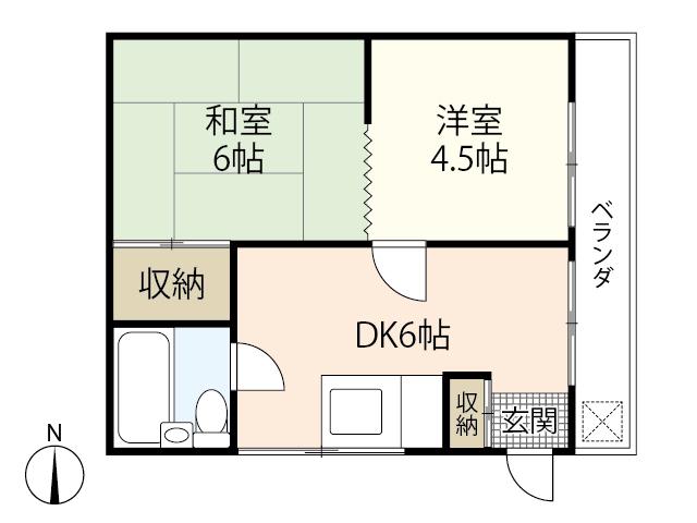 CALM上天満町(2DK/4階)の間取り写真
