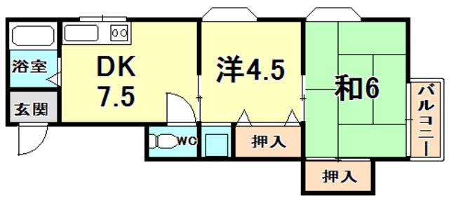 第二長楽荘(2DK/1階)の間取り写真