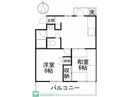 ヒルズ司I(2DK/3階)の間取り写真