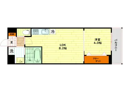 アーバネックス京橋プライマリーワン(1LDK/4階)の間取り写真