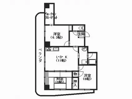 パークヒルズ6番館(3LDK/4階)の間取り写真