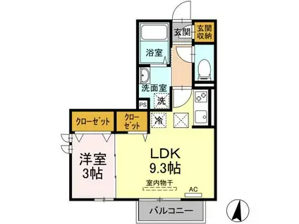 グランドゥ ヴァンベール(1LDK/1階)の間取り写真