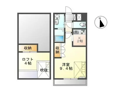 CHEZ-MOI千日(1K/2階)の間取り写真