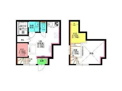 ラフェスタ志賀本通(1LDK/1階)の間取り写真