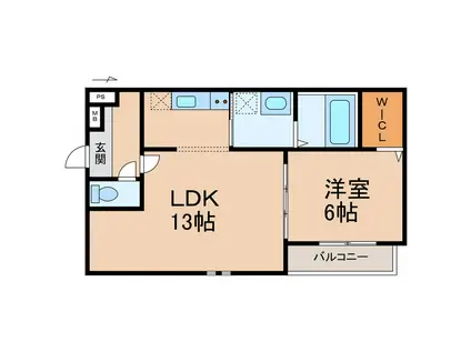 フジパレス市駅東イースト(1LDK/1階)の間取り写真