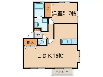 ソレジオビセンI(1LDK/1階)の間取り写真
