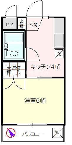 コーポエスティ(1K/1階)の間取り写真