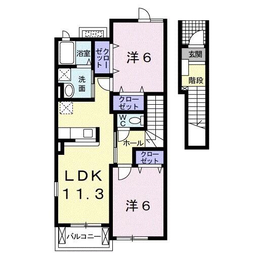 リエーヴル(2LDK/2階)の間取り写真