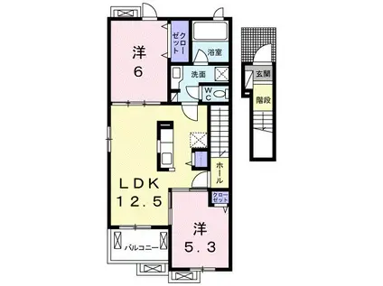エトワール藤方 II(2LDK/2階)の間取り写真