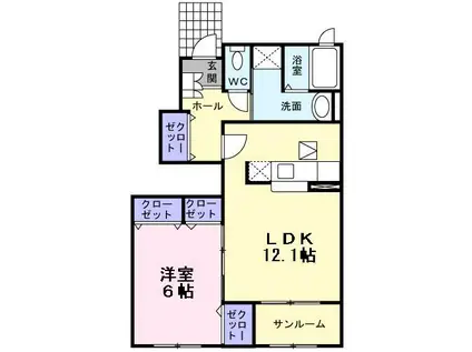PASTRAL花南I(1LDK/1階)の間取り写真