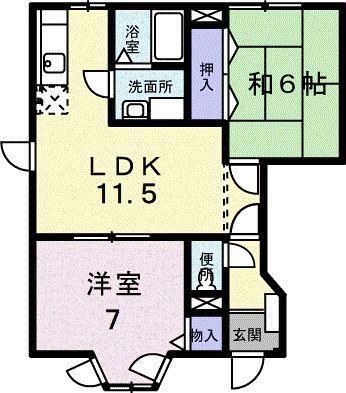 フルール・ド・スリジェ B(2LDK/1階)の間取り写真