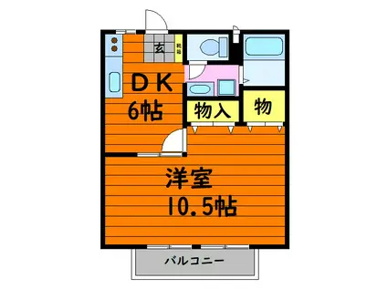 サンシティ福島 A(1DK/2階)の間取り写真