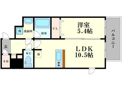 プレサンス松屋町駅前デュオ(1LDK/6階)の間取り写真