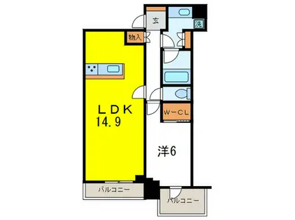 シエリアタワー千里中央(1LDK/21階)の間取り写真