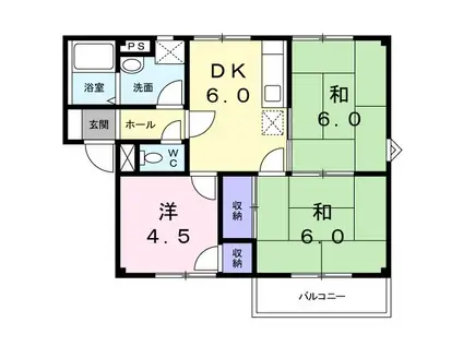 グランドシティ白樺II(3DK/1階)の間取り写真