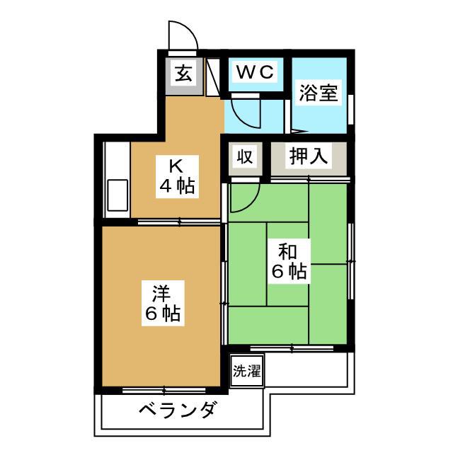 上荻パールハイツ(2K/2階)の間取り写真