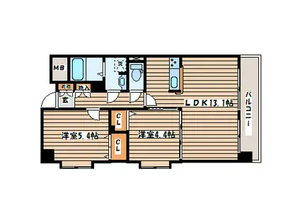 中ノ坂レジデンス(2LDK/5階)の間取り写真