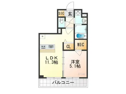 ベラジオ雅び京都洛北ガーデン(1LDK/2階)の間取り写真