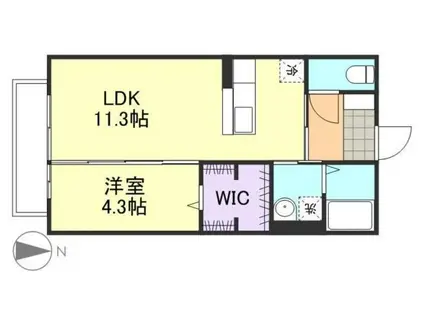 スカイシティ川入(1LDK/1階)の間取り写真